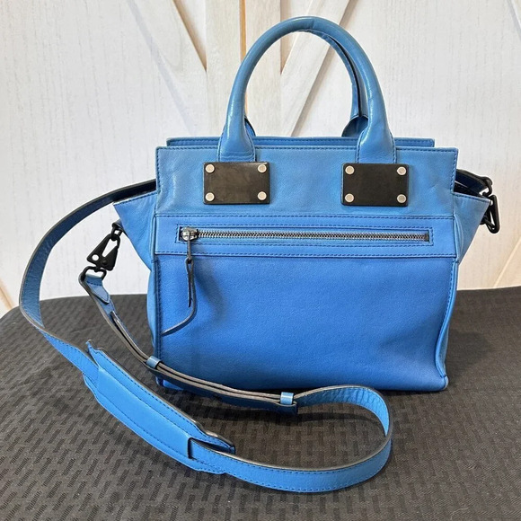 Rag & Bone Small Blue Leather Pilot Bag - Picture 2 of 16